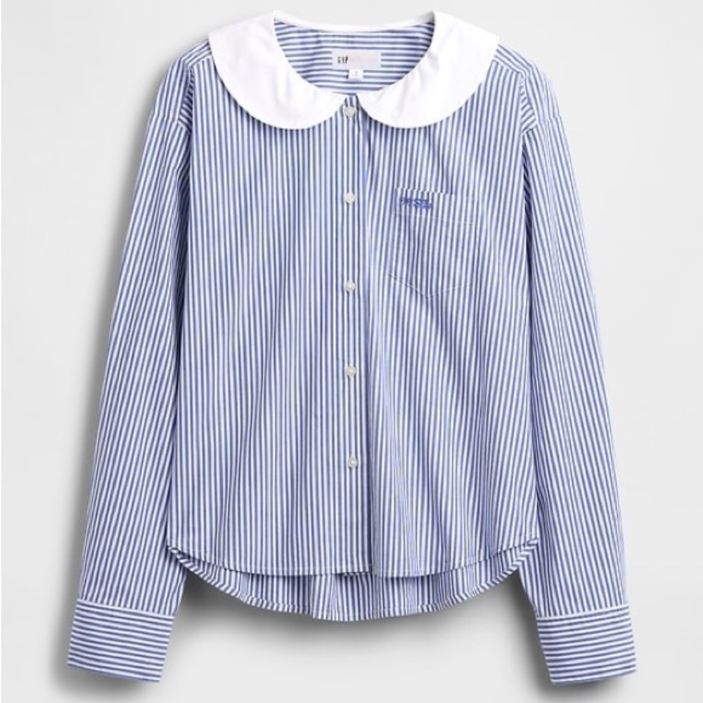 XXS Gap x Sandy Liang Poplin Oversized Shirt (Blue)